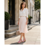 Sandale dama din piele naturala fucsia alb cu platforma tip pana Roselia